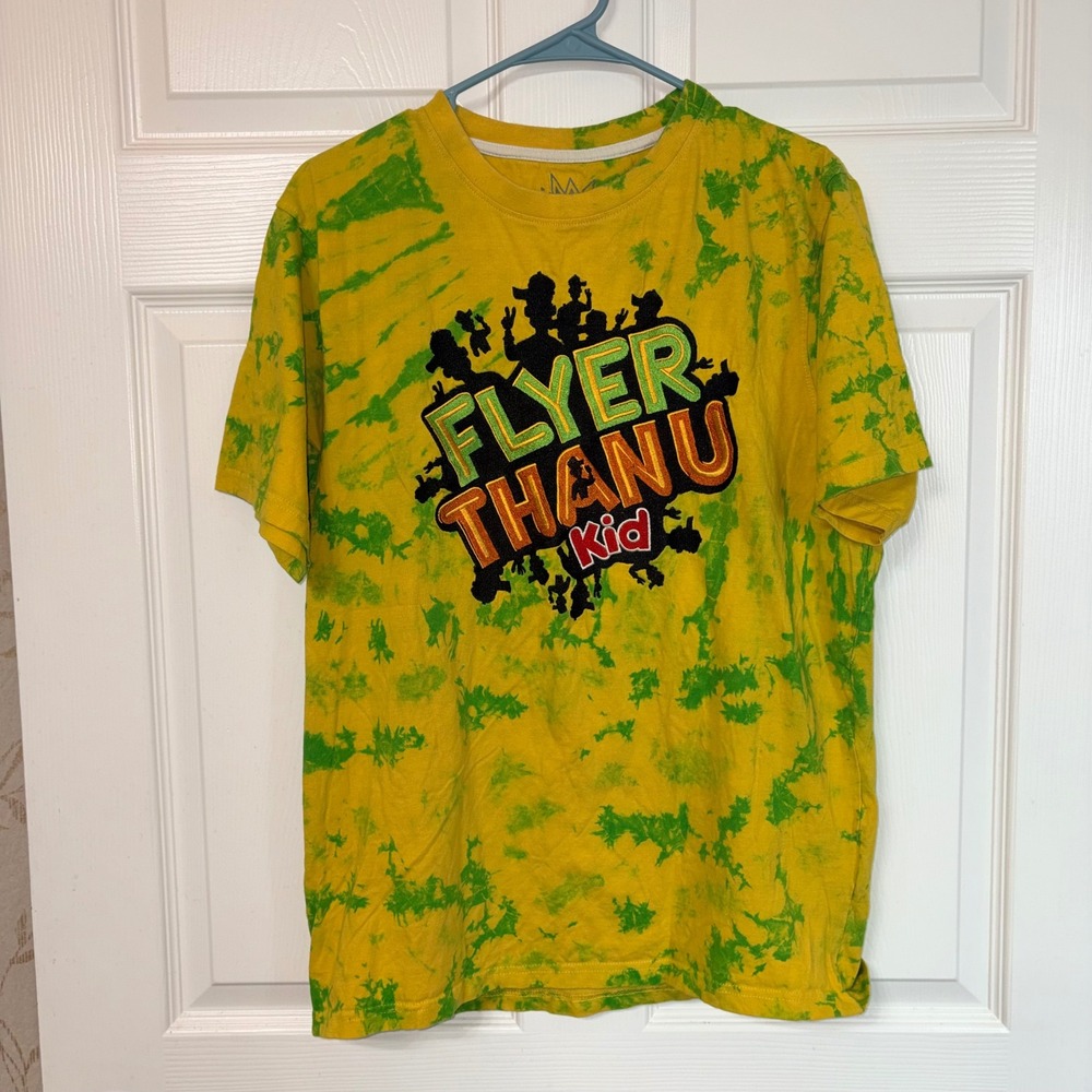 Born Fly Mens Flyer Than U Kid Graphic Tie Dye T-Shirt Yellow‎ Green Size Medium